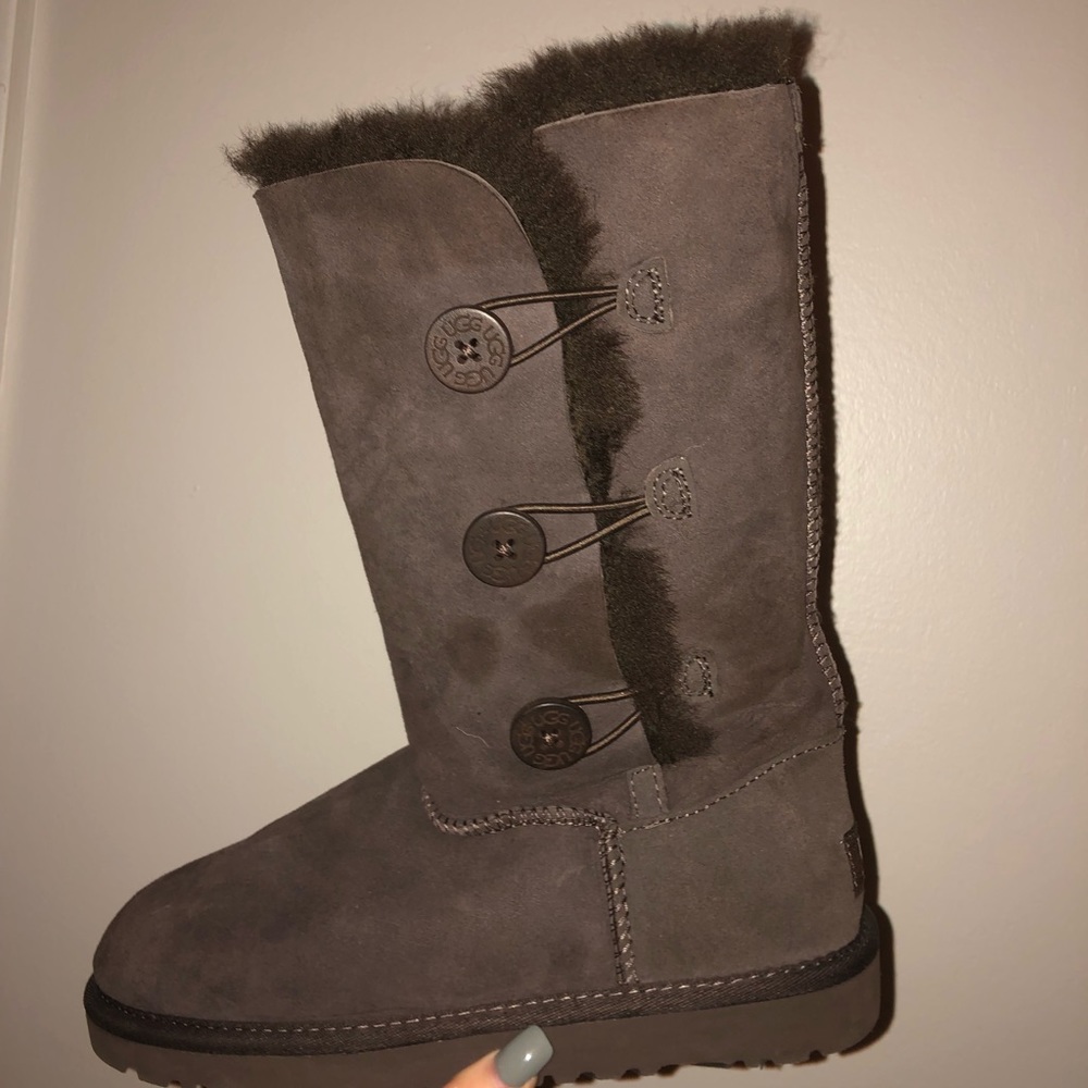Brown tall button up uggs